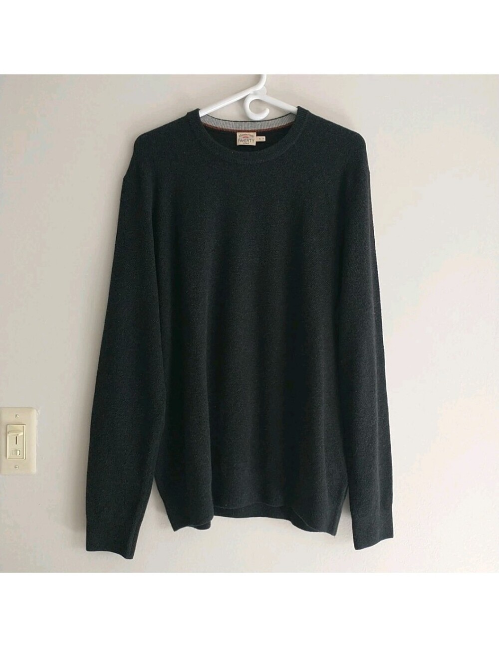 Faherty Sweater Mens XL Gray Organic Cotton Blend Textured Knit Crew Neck